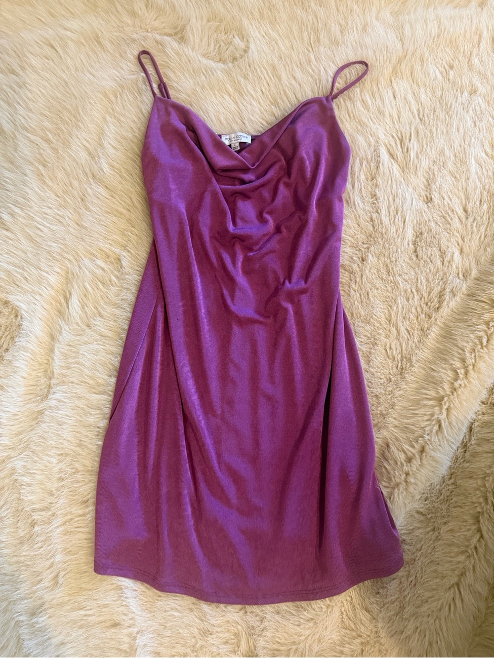 Rolla Coster Shiny Lavender Pink Cowl Slip Mini Dress